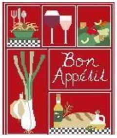 click here to view larger image of Bon Appetit Sampler (hand painted canvases)