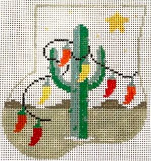 click here to view larger image of Cactus w/Peppers and Coyote Mini Sock (hand painted canvases)