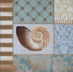 click here to view larger image of Beige Nautilaus Collage (hand painted canvases)