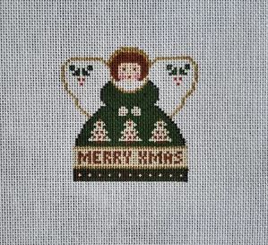 click here to view larger image of Merry Christmas Green Mini Angel  (hand painted canvases)