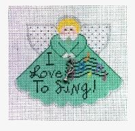 click here to view larger image of I Love to Sing Angel w/Charms (hand painted canvases)