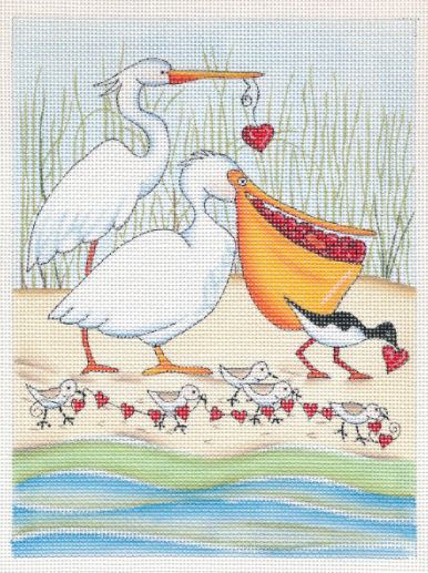 click here to view larger image of Shorebird Sweethearts (hand painted canvases)