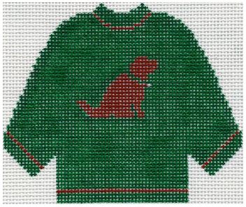 click here to view larger image of Green Sweater w/Chocolate Lab Ornament (hand painted canvases)