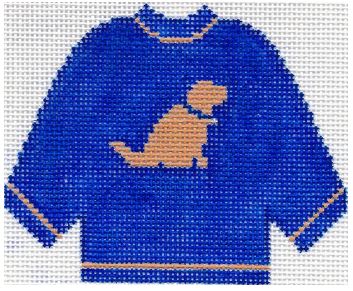 click here to view larger image of Blue Sweater w/Yellow Lab Ornament  (hand painted canvases)