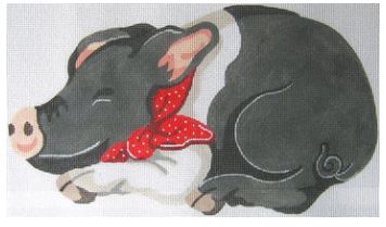 click here to view larger image of Black Pig Pillow (hand painted canvases)