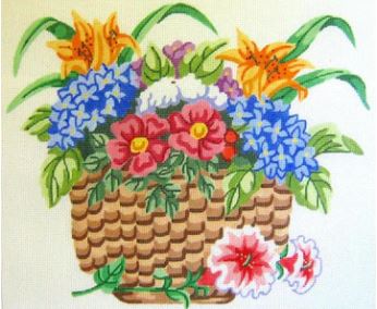 click here to view larger image of Nantucket Flower Basket (hand painted canvases)