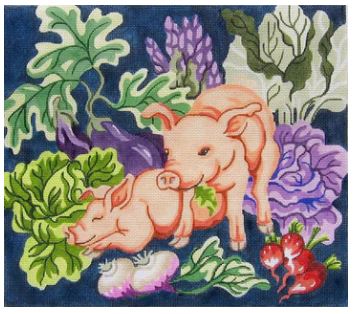 click here to view larger image of Pigs in the Garden (hand painted canvases)