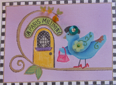 click here to view larger image of Miss Birdie Hat Shopping (hand painted canvases)