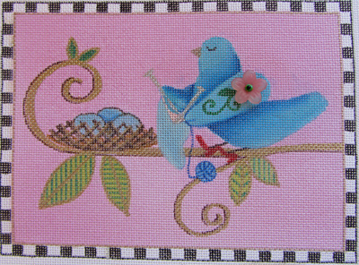 click here to view larger image of Miss Birdie is Knitting (hand painted canvases)