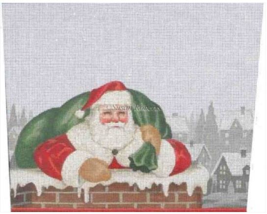 click here to view larger image of Chimney Santa Stocking Topper (hand painted canvases)