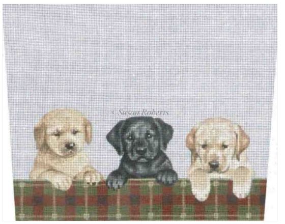 click here to view larger image of Retriever and Lab Puppies Stocking Topper (hand painted canvases)