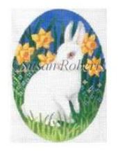 click here to view larger image of Bunny and Daffodils Ornament  (hand painted canvases)