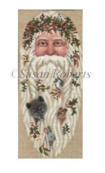 click here to view larger image of Santa and Critters Ornament  (hand painted canvases)