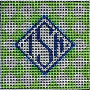 click here to view larger image of Harlequin Monogram Insert/Lime (hand painted canvases)