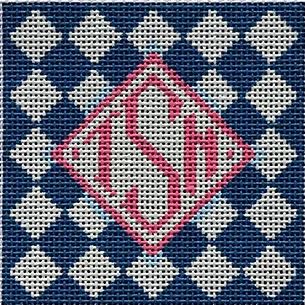 click here to view larger image of Harlequin Monogram Insert/Navy (hand painted canvases)