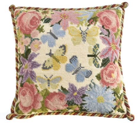 click here to view larger image of Clematis Rose and Butterflies (needlepoint kits)