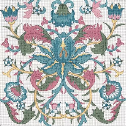click here to view larger image of William Morris Teal Flower (hand painted canvases)