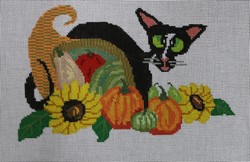 click here to view larger image of Thanksgiving Cat   (hand painted canvases)