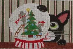 click here to view larger image of Cat w/Snowglobe (hand painted canvases)