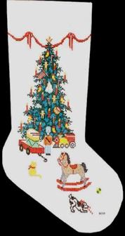 click here to view larger image of Victorian Tree Boys Toys Stocking (hand painted canvases)