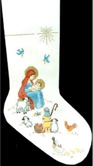 click here to view larger image of Nativity Stocking (hand painted canvases)