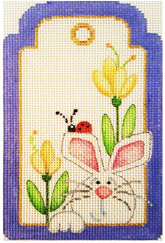 click here to view larger image of Bunny w/Flowers and Ladybug (hand painted canvases)