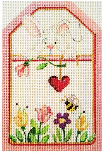 click here to view larger image of Bunny Heart and Flowers (hand painted canvases)