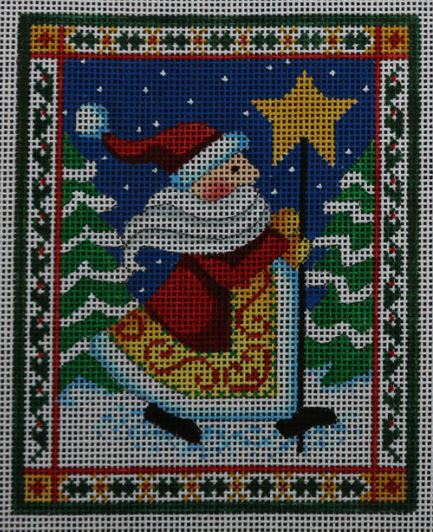 click here to view larger image of Santa w/Star (hand painted canvases)