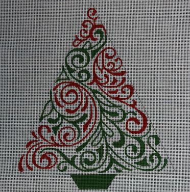 click here to view larger image of Red and Green Triangle Tree   (hand painted canvases)