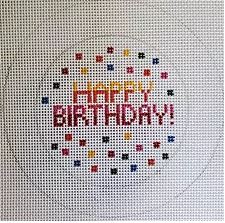 click here to view larger image of Button Cover - Happy Birthday (hand painted canvases)