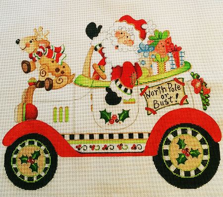 click here to view larger image of Christmas Car Santa (hand painted canvases)