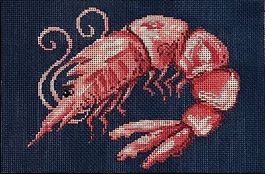 click here to view larger image of Shrimp on Navy Clutch (hand painted canvases)