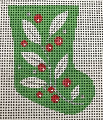 click here to view larger image of Leaves and Berries Mini Stocking (hand painted canvases)