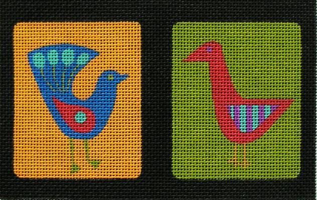 click here to view larger image of 2 Birds Needle Case (hand painted canvases)