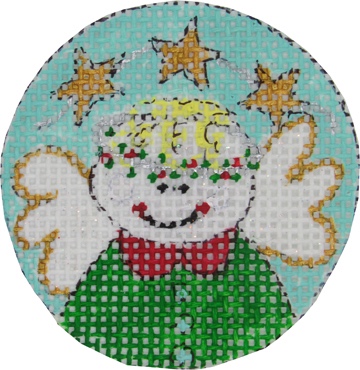 click here to view larger image of Christmas Angel/Green (hand painted canvases)