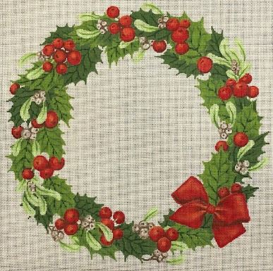 click here to view larger image of Holly Wreath (hand painted canvases)