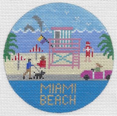 click here to view larger image of Miami Beach Round (hand painted canvases)