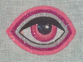 click here to view larger image of Pink Eye Brooch/Ornament (hand painted canvases)