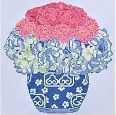 click here to view larger image of Hydrangea and Roses Bouquet (hand painted canvases)