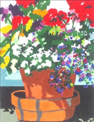 click here to view larger image of Terra Cotta Pot and lots of Flowers (hand painted canvases)