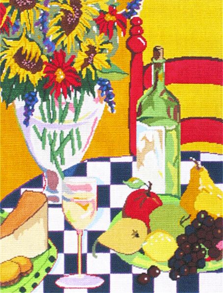 click here to view larger image of Wine and Cheese (hand painted canvases)