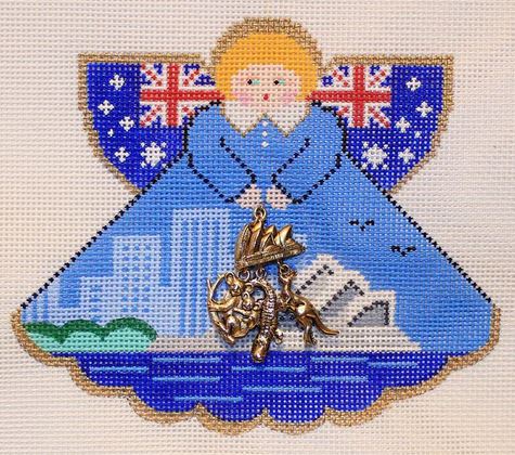 click here to view larger image of Australia Angel w/Charms (hand painted canvases)