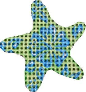click here to view larger image of Blue/Lime Hibiscus Starfish (hand painted canvases)