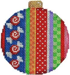 click here to view larger image of Merry Stripe I Ball Ornament (hand painted canvases)