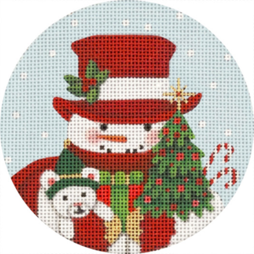 click here to view larger image of Christmas Tree Snowman Ornament (hand painted canvases)