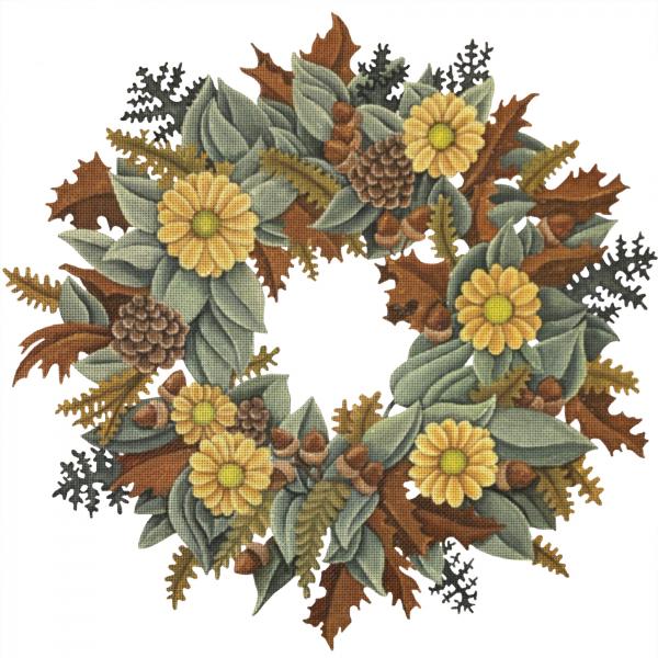 click here to view larger image of Autumn Wreath (hand painted canvases)