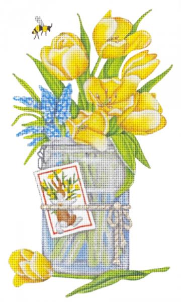 click here to view larger image of Yellow Tulip Jar (hand painted canvases)