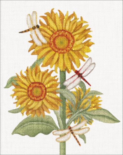 click here to view larger image of Sunflowers and Dragonflies (hand painted canvases)
