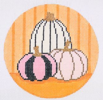 click here to view larger image of Hello Pumpkin Ornament - Orange Stripes (hand painted canvases)