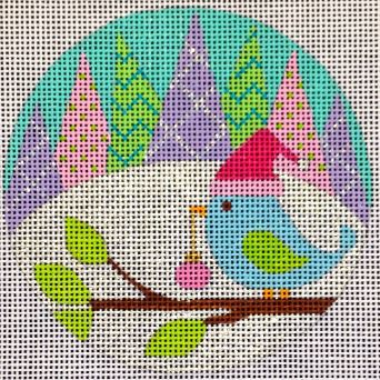 click here to view larger image of Kringle Round Ornament - Bird (hand painted canvases)